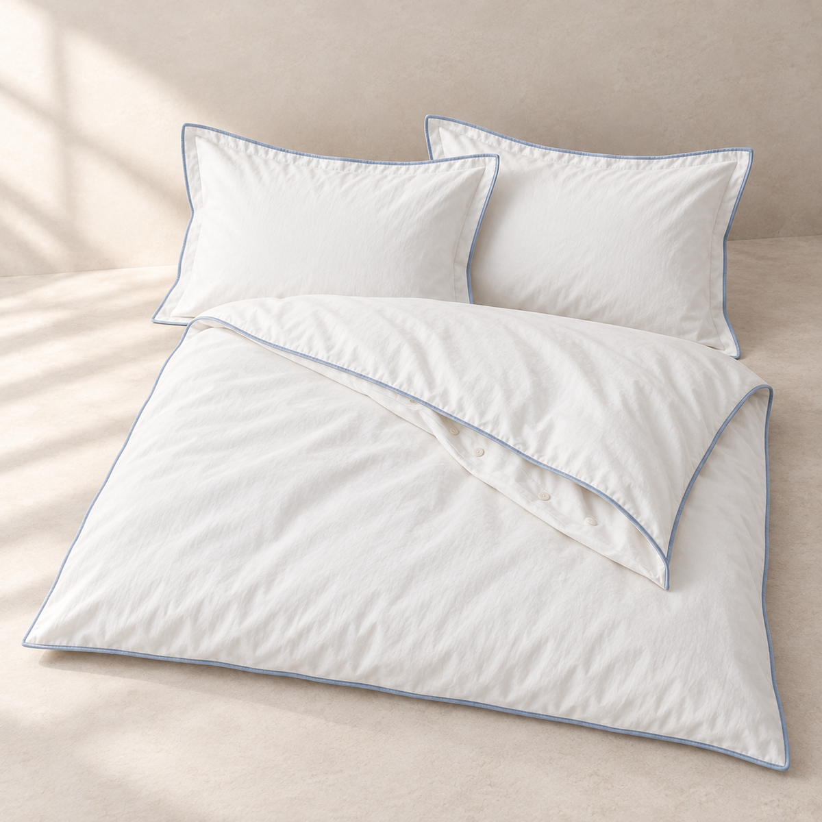 Cael Crisp Percale Duvet Set, complete included components from an alternate view