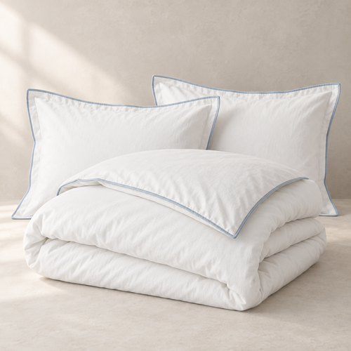 Cael Crisp Percale Duvet Set, complete set on a quiet studio surface