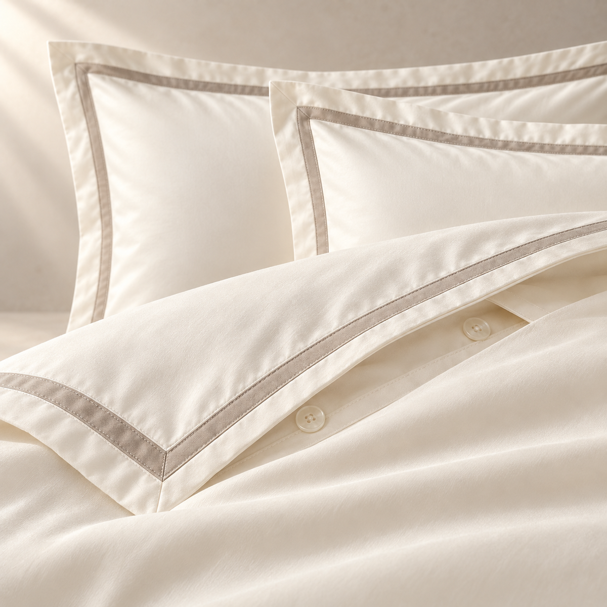 Élan Egyptian Cotton Duvet Set, close material and construction detail