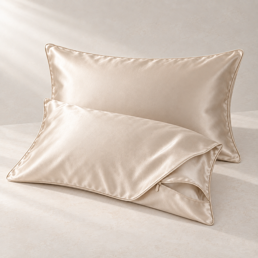 Elowen Silk-Blend Pillowcase Pair, complete included components from an alternate view
