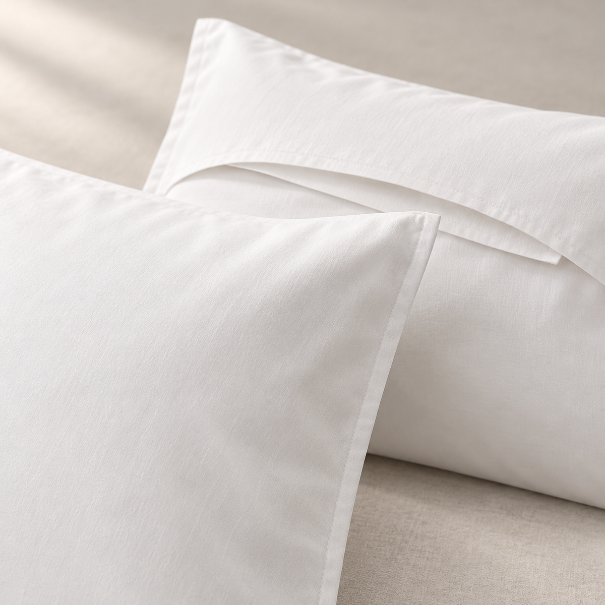 Lisse Envelope Sham Pair, close material and construction detail