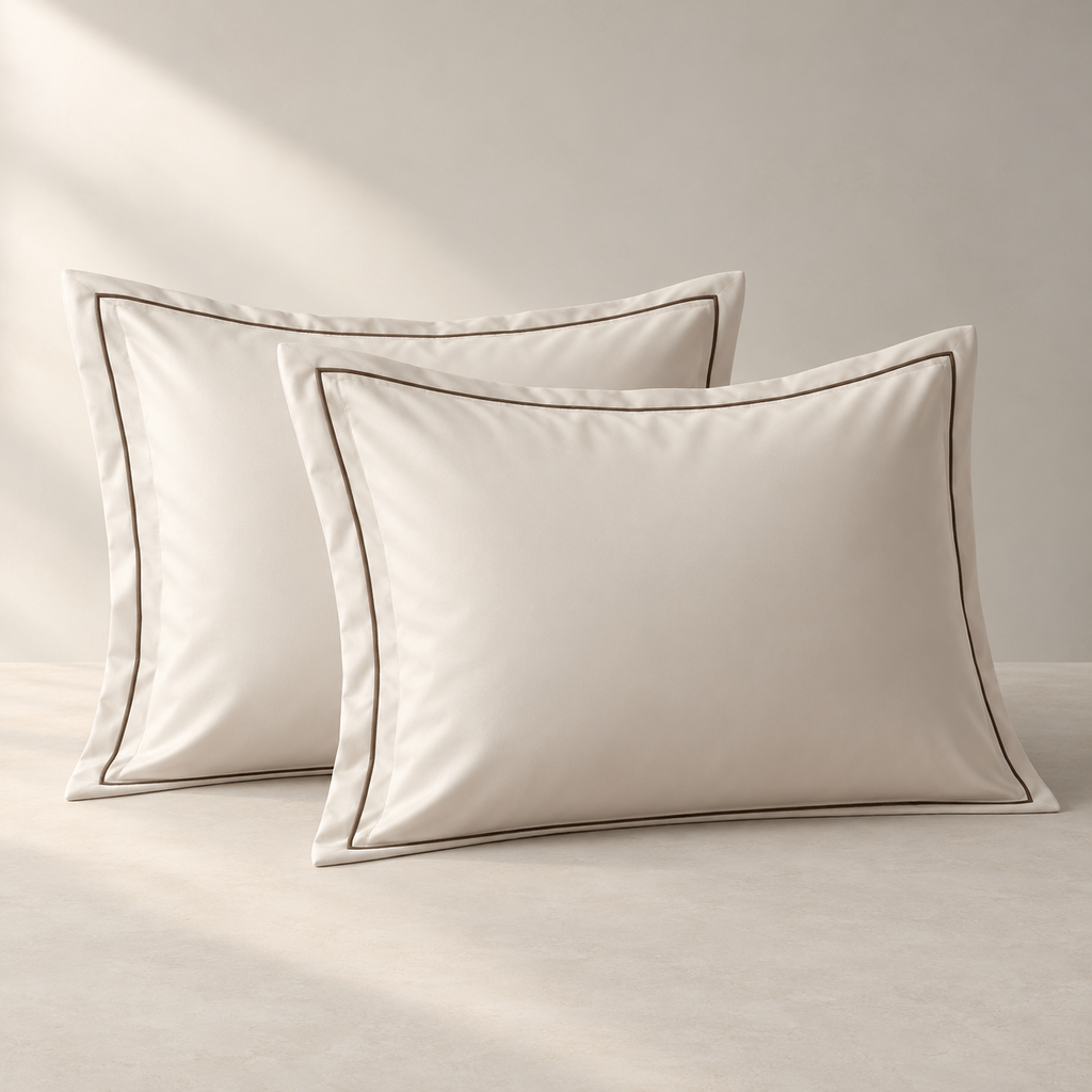 Mirelle Hotel Border Sham Pair, complete set on a quiet studio surface