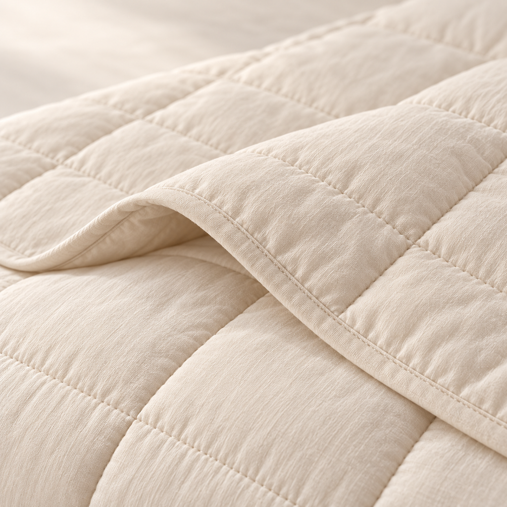 Noctelle Silk-Filled Summer Quilt, close material and construction detail