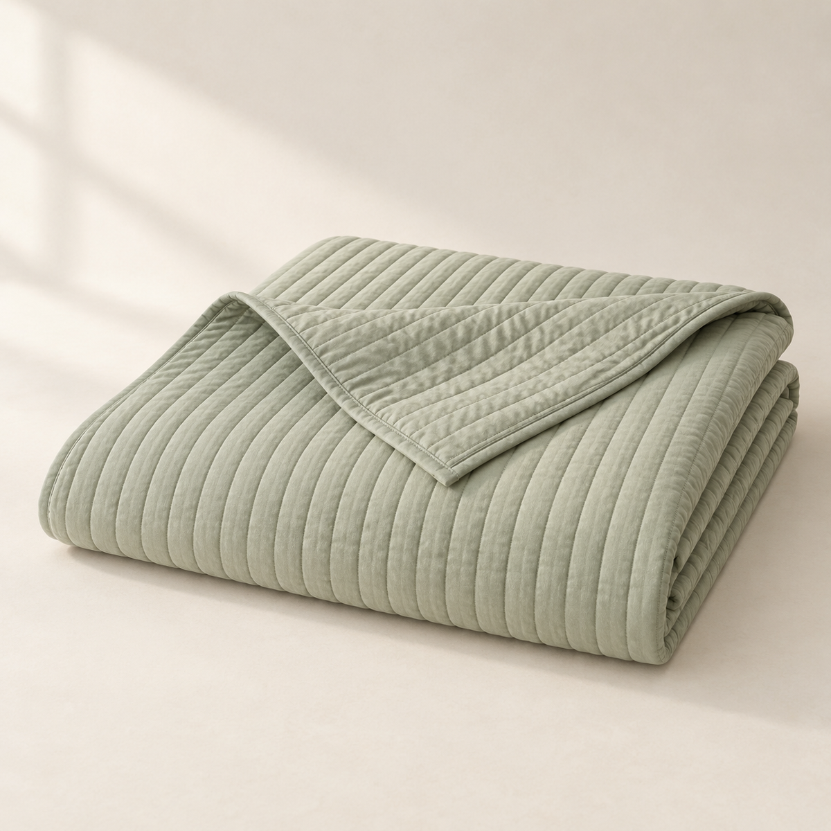 Orme Percale Coverlet, complete set on a quiet studio surface