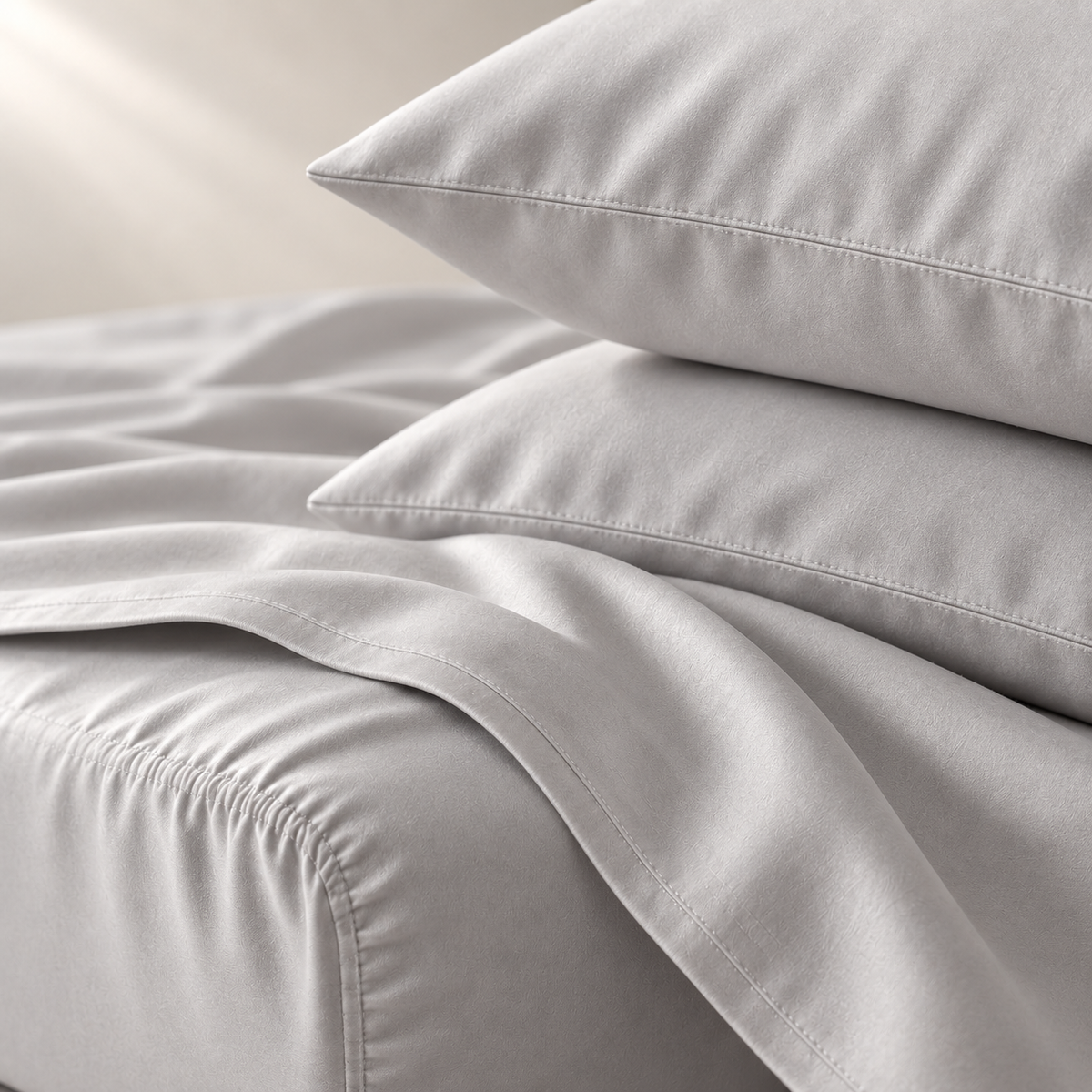 Serein Tencel Sheet Set, close material and construction detail