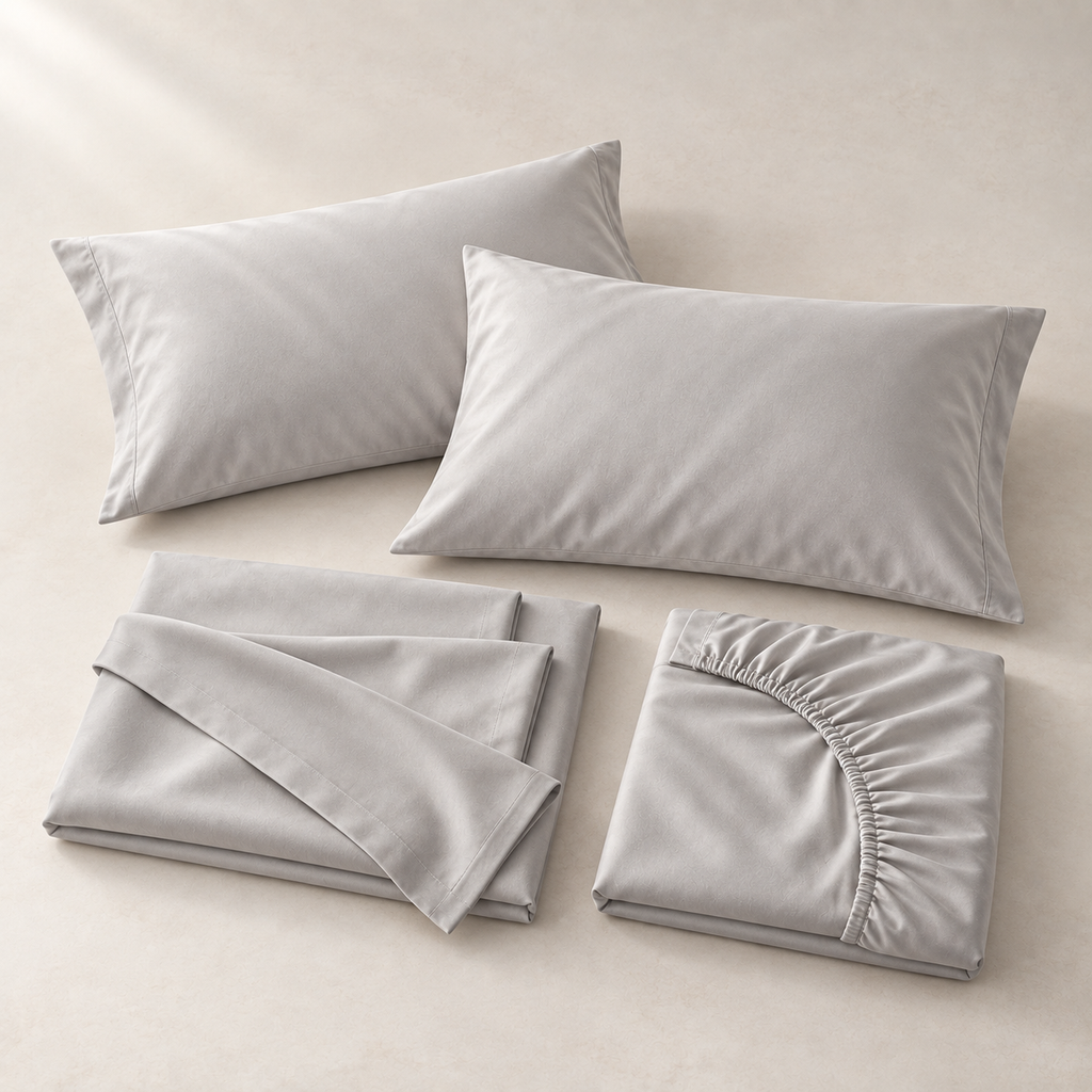 Serein Tencel Sheet Set, complete included components from an alternate view
