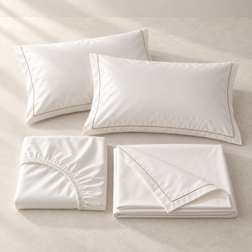 Vela Long-Staple Sateen Sheet Set, complete included components from an alternate view