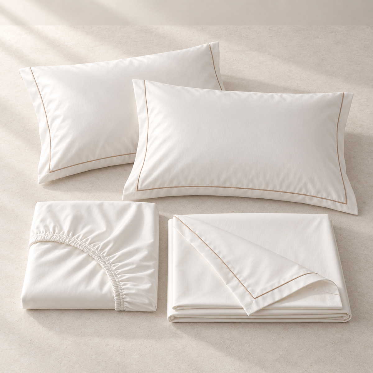 Vela Long-Staple Sateen Sheet Set, complete included components from an alternate view